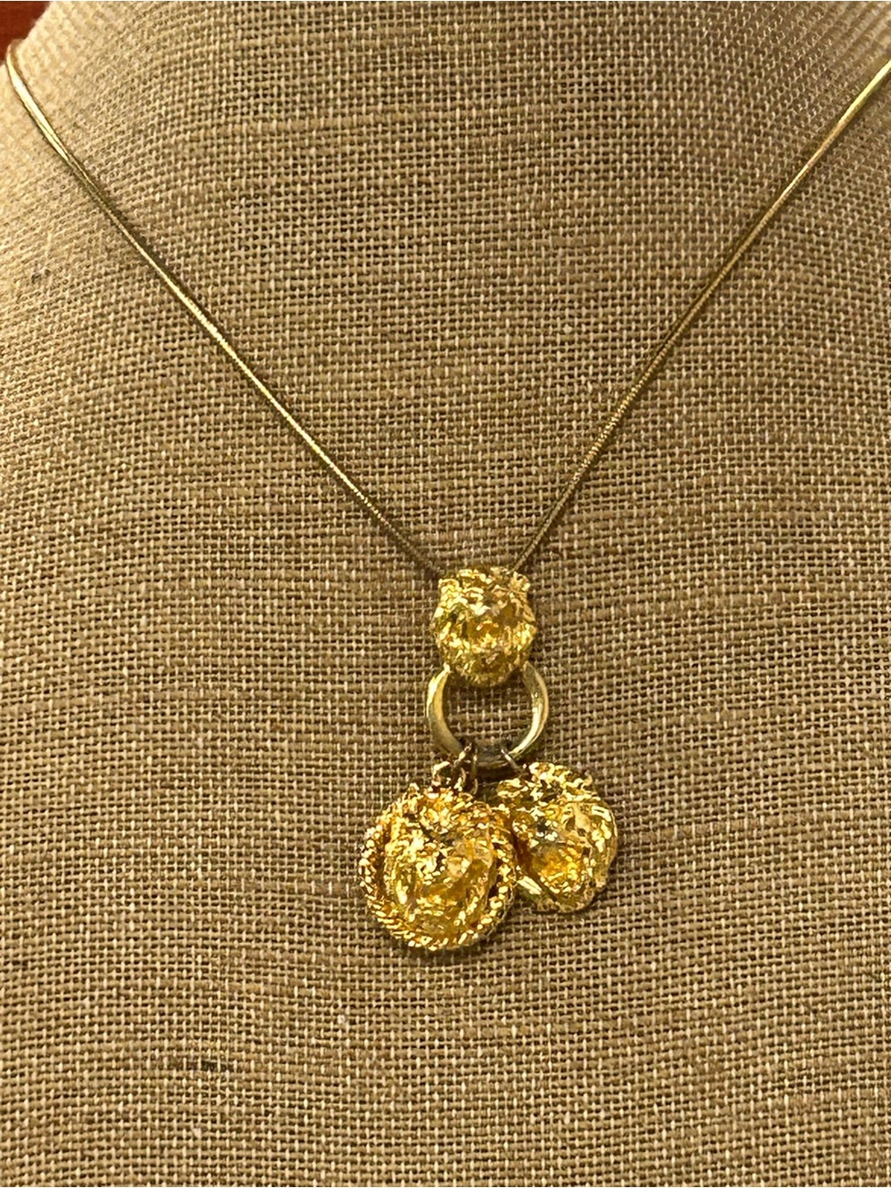 Vintage Anne Klein triple door knocker necklace